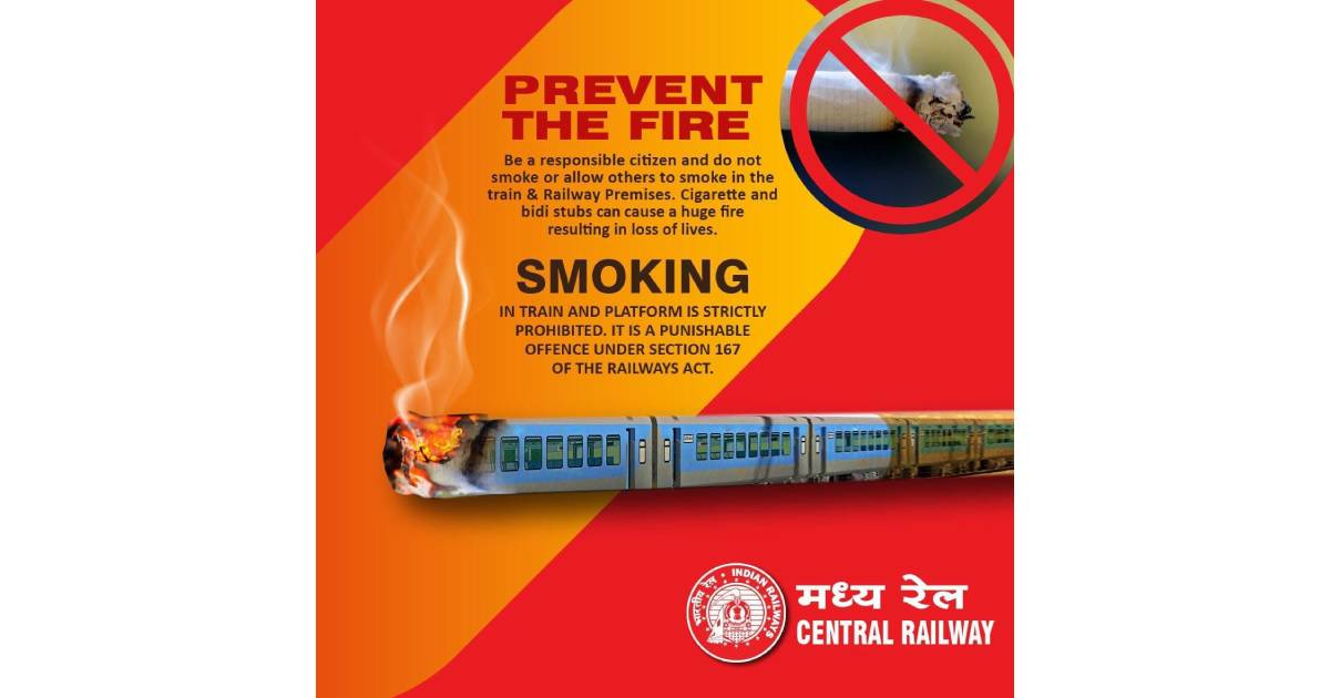 160 persons caught in Central Railway's Anti-Smoking Safety Drive