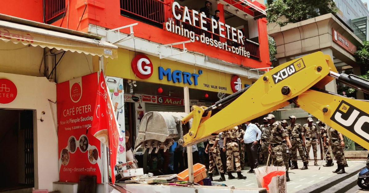 PCMC demolishes illegal constructions from Pimple Saudagar