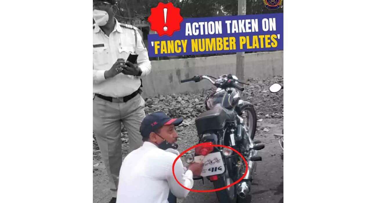 Pimpri-Chinchwad city traffic police takes stern action against bikers posing fancy number plates (1)