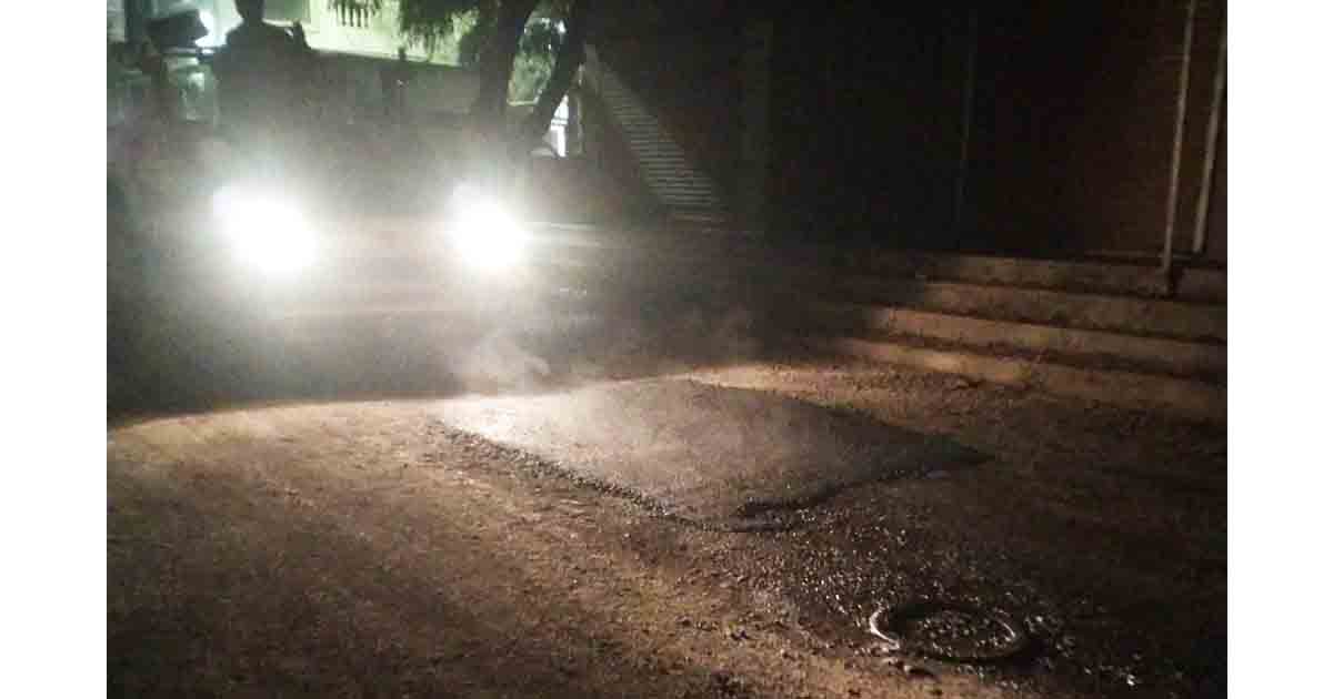 PMC does patch work on pothole ridden road in Mohamadwadi