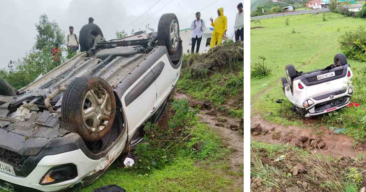 Car overturns in Bhimashankar ghat 3