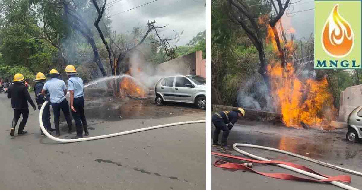 MNGL gas supply disrupted due to leakage and fire incident on Salunke Vihar road