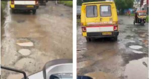 Road full of potholes between Somji Bus stand and Undri cause inconvenience -low