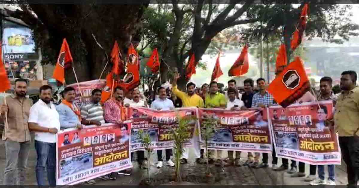 MNS protests by planting saplings in potholes to draw attention to deteriorating road conditions