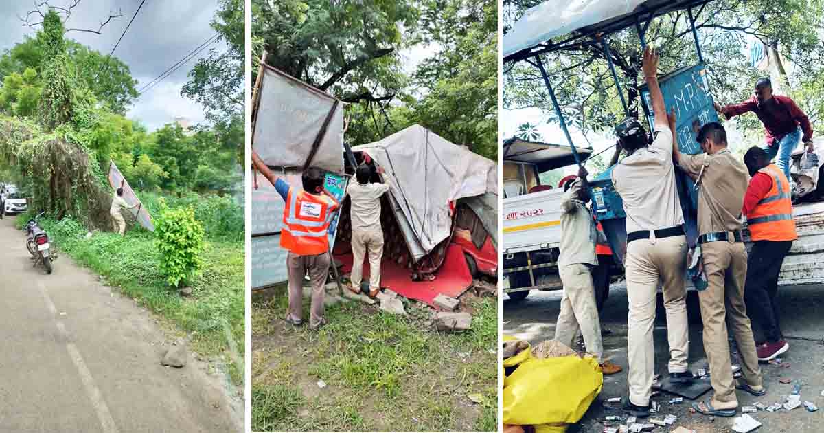 PMC removes road encroachments on NIBM Undri road1