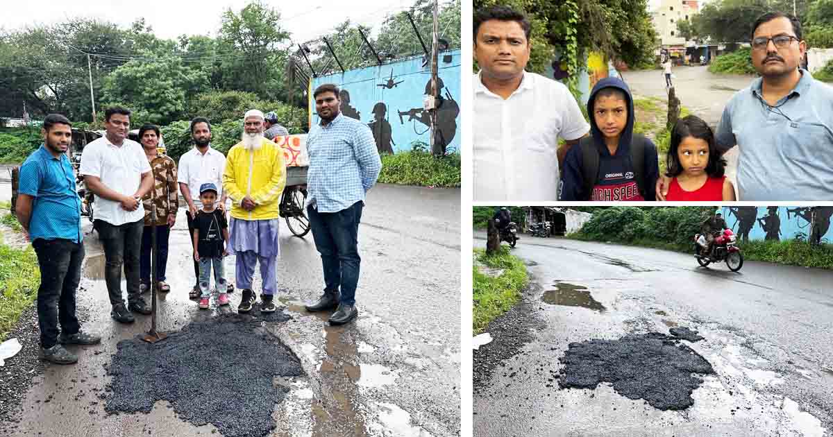 Young Volunteers Of Yusuf Foundation fixes potholes at Yerwada-4