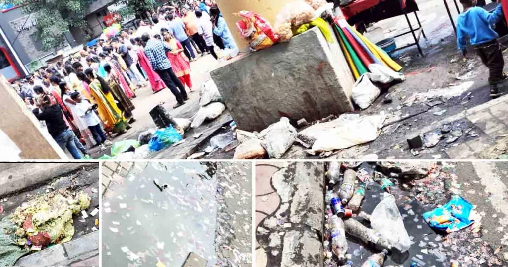 Citizens litter streets with garbage during Ganesh procession