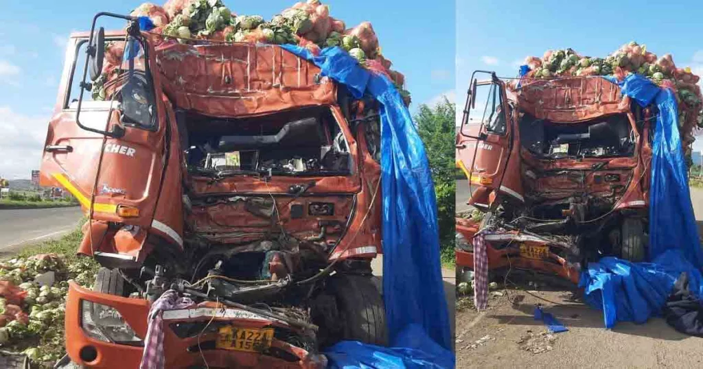 Eicher Tempo Collides With Stationary Cargo Truck Near Shirwal on Pune Satara Highway