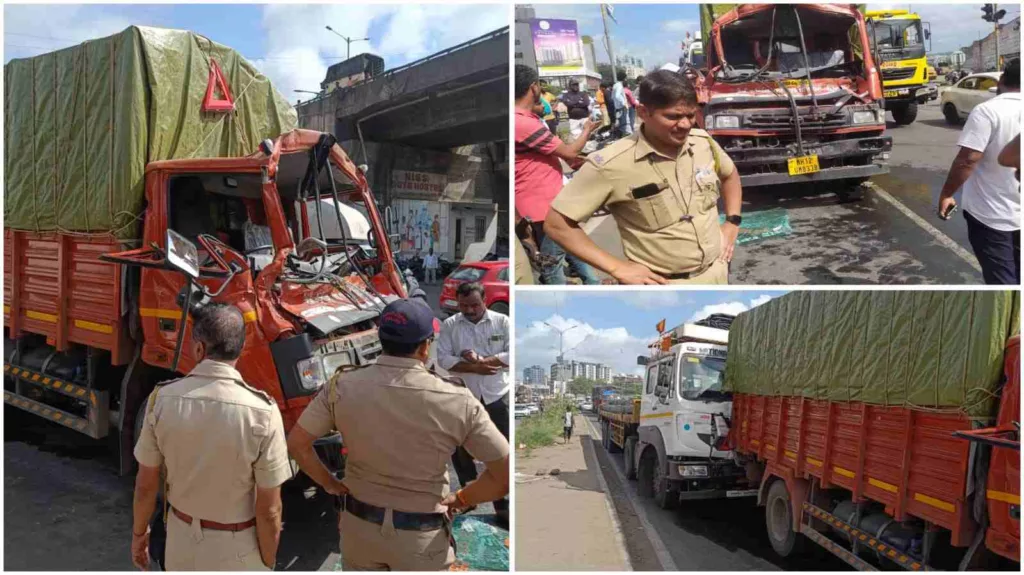 Pune Pulse Breaking News : Multi vehicle accident takes place near Navale Bridge : No Casualties Reported; Truck Driver Injured