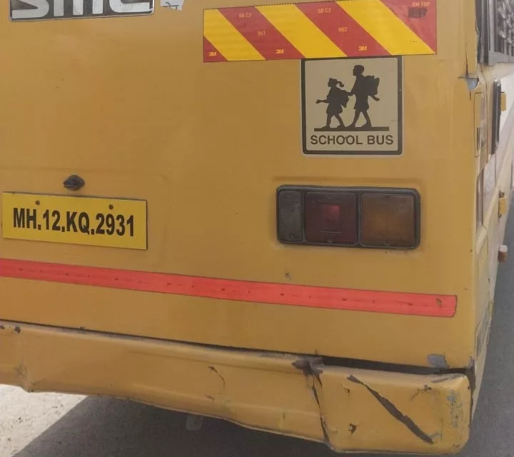 Pune Pulse Speeding dumper collides with school bus on Kirkatwadi-Nandoshi Road