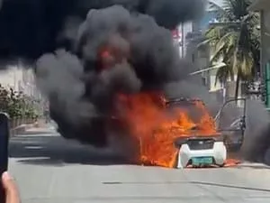 Electric car catches fire in Bengaluru