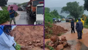 Landslide occurs in Ratnagiri's Nivali taluka causes congestion on Mumbai-Goa Highway