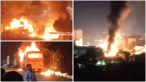 Explosion Of Gas Cylinders Ignites School Buses In Tathawade