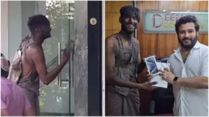 Man dressed as beggar takes bag full of coins to buy iphone 15