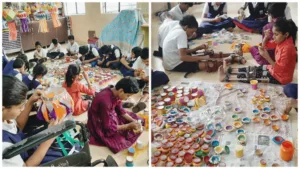 Differently-abled students of Apang Kalyankari Sanstha make lanterns