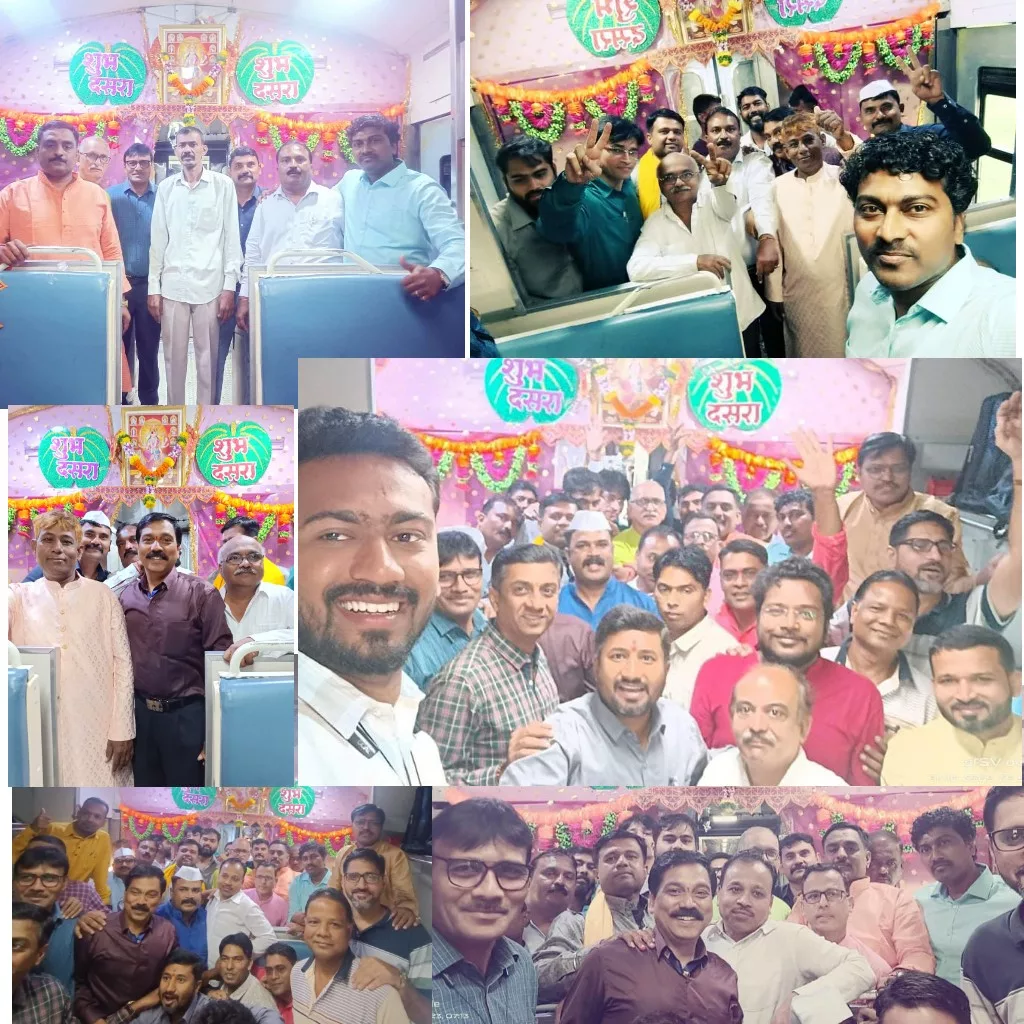 Pune Pulse Railway Pravasi Sangh Pimpri Chinchwad celebrate Dussera in Sinhagad Express