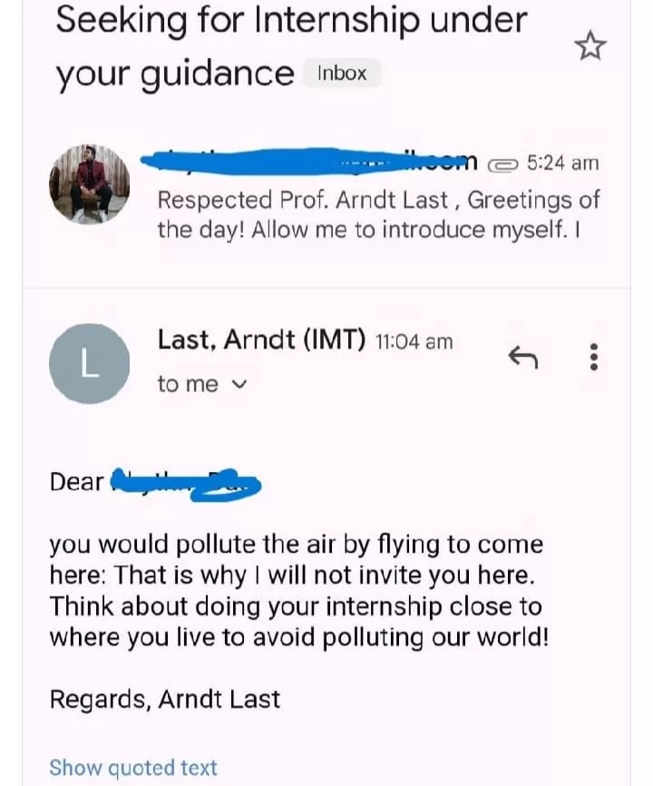 Unusual email exchange between Indian Student and German Professor goes viral