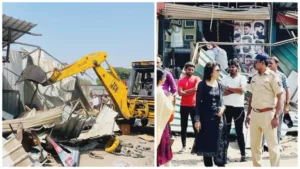 PMRDA removes encroachments from Laxmi Chowk road in Hinjawadi