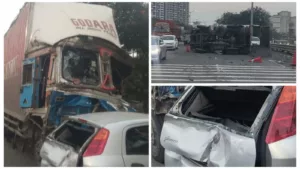 Pune Pulse Pune Bengaluru Highway Accident : Truck collides with multiple vehicles on Bhumkar bridge