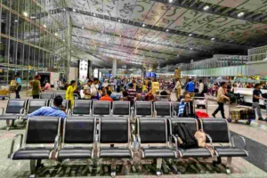 Flyers arriving early have to wait outside Kolkata airport