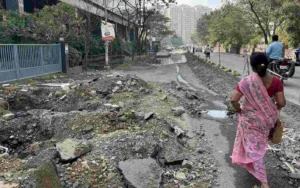 Pune : Incomplete road work in Kharadi irks citizens; demand immediate action from PMC