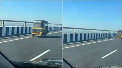 Viral Video : Blatant disregard for rules as auto rickshaw spotted on newly inaugurated Mumbai Trans Harbour Link