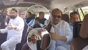 Viral video showcases unconventional car ride of Eknath Shinde, Ajit Pawar, Devendra Fadnavis, Chandrasekhar Bawankule, Girish Mahajan in one car !