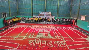 Hadapsar's Badminton Academy Sets World Record with Giant Shaniwar Wada Replica Made From 3824 Badminton Shuttles