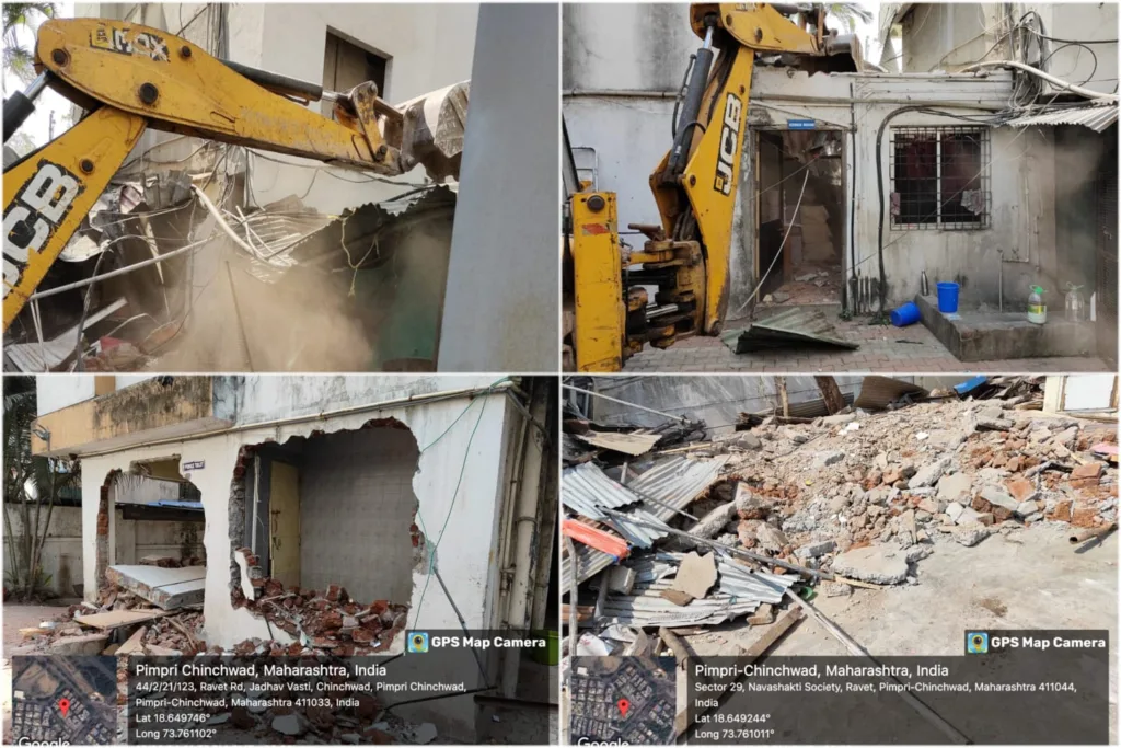 PCMC demolishes building owned by Noushad Sheikh following multiple cases of sexual violence on minors, deploying bulldozers for swift action
