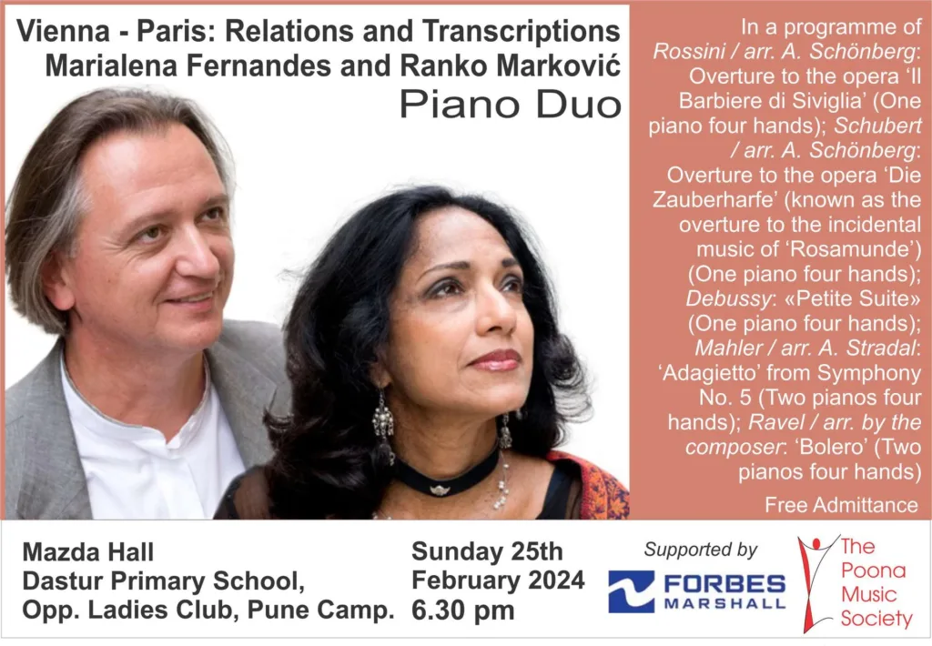 Two piano artists to perform in Pune on Feb 25