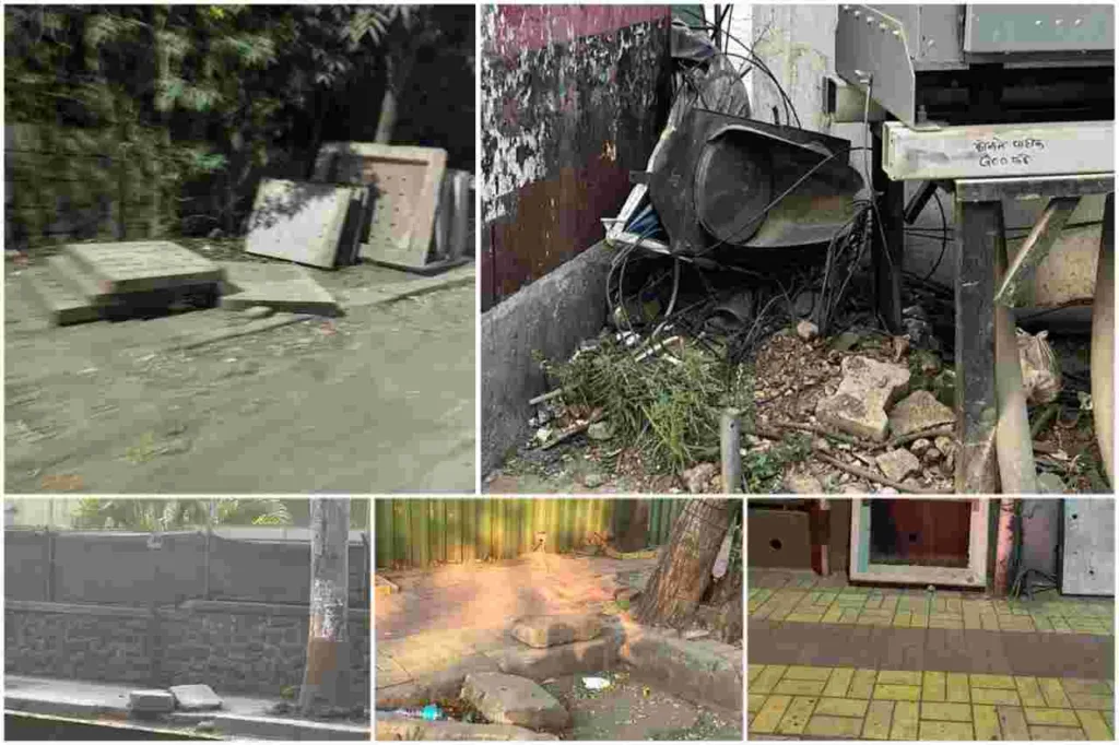 Pune : Frequently lying cement debris on footpaths irks Kalyani Nagar residents