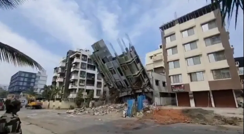 Tilted 4-storey building in Wakad collapses; action taken by PCMC authorities
