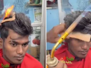 Barber's Fiery Trend: A Daring Approach to Haircutting Sparks Internet Reaction