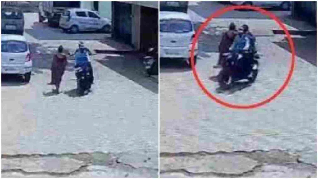 Pune News : Chain snatching incident caught on CCTV in Kunjirwadi