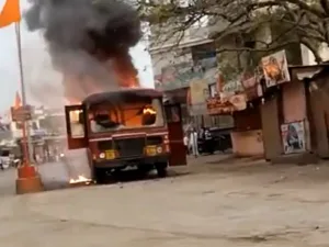 Maratha Protest: Bus torched in Jalna, MSRTC halts bus service