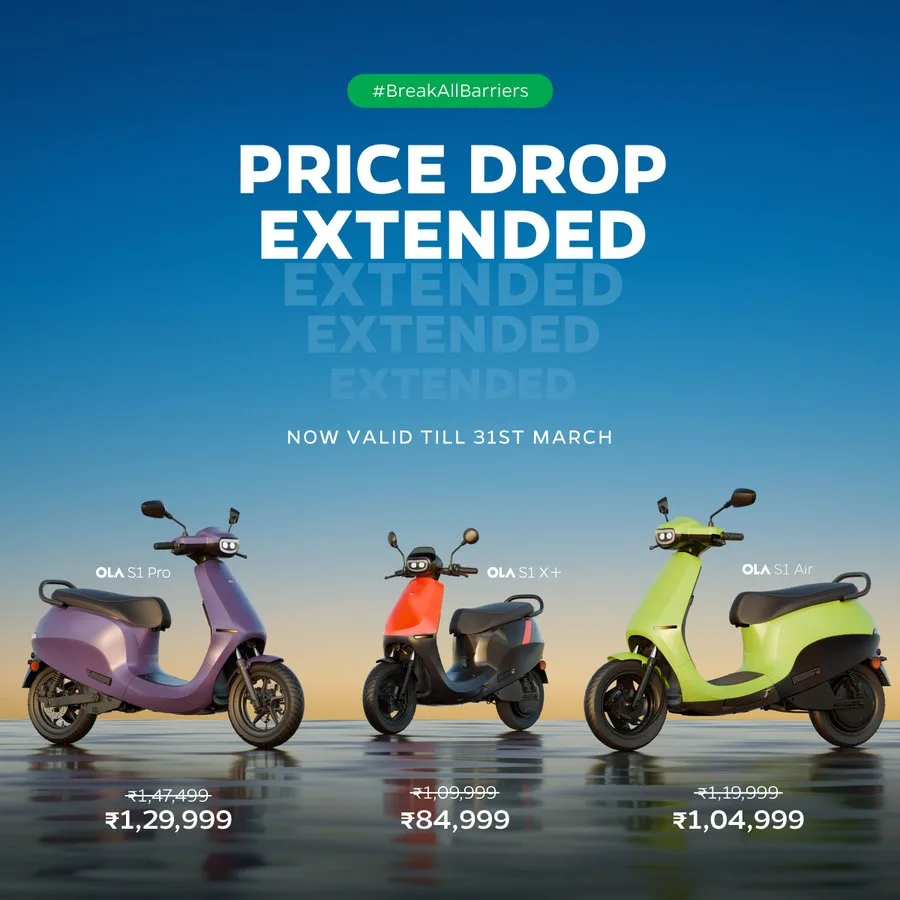 Ola Electric extends discount offers on S1 electric scooter range till March-end