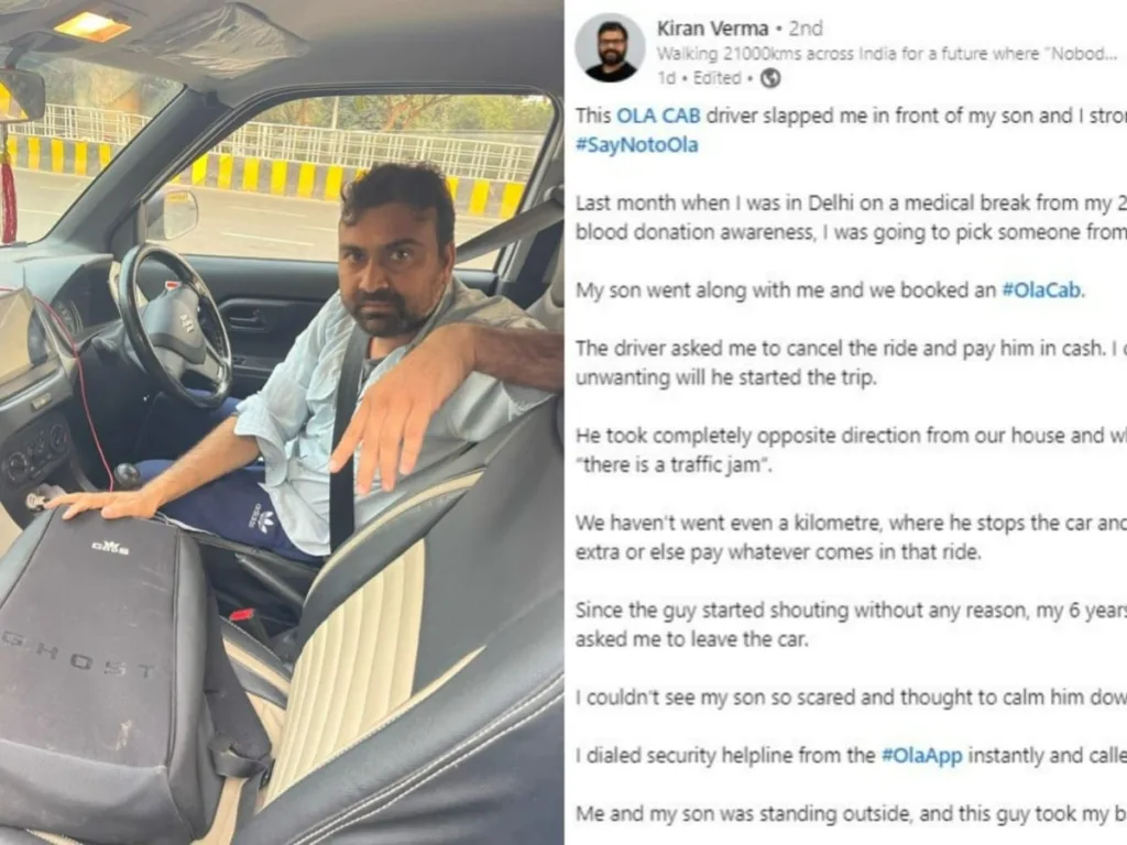 "Asked Me To Pay Extra": Man assaulted by Ola Driver in Front of Son, Demands Action and Urges Users to Stop Using Ola