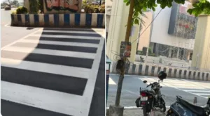 Pune : Zebra crossing near Kalyani nagar metro station marked at wrong place