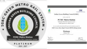 Seven Pune Metro Stations Receive IGBC Platinum Rating under MRTS Elevated Stations Category