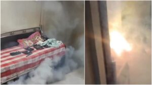 Shocking Video: When charging an electric bike, battery caught fire, raising concerns about safety