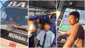 School bus driver speeds and breaks signals in Mumbai; Attendant responds "What's The Problem ? " 