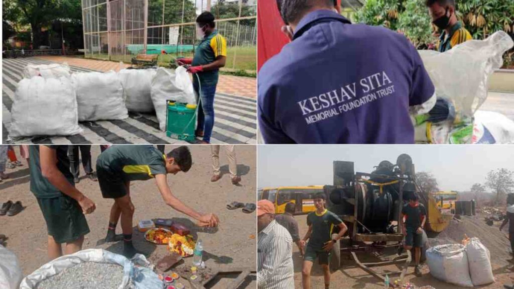 School students from Pune repair road by using plastic