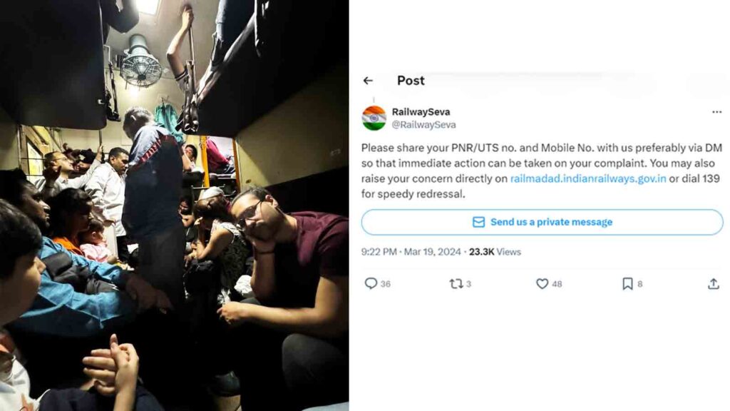 Woman highlights overcrowded conditions in Chetak Express's AC Coach, Railways Respond