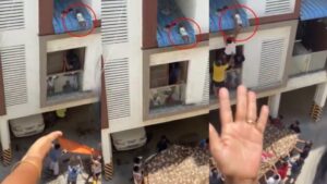 Captured on cam: Dramatic rescue unfolds as infant found on edge of tin roof in Chennai apartment complex