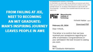 From failing at JEE, NEET to becoming an MIT graduate: Man's inspiring journey leaves people in awe
