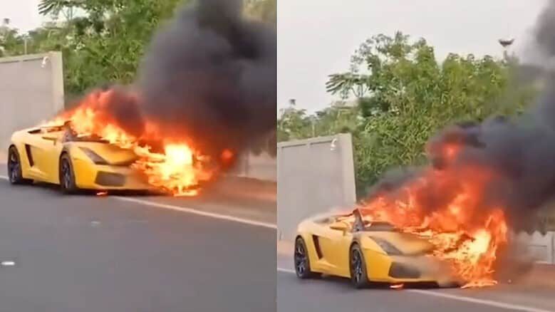 Lamborghini Worth Rs 1 Crore Set Ablaze in Hyderabad Over Money Dispute