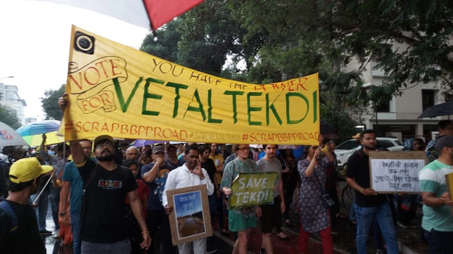 Vetal Tekdi Protest Marks One-Year Anniversary Amidst Ongoing Opposition to Road Project