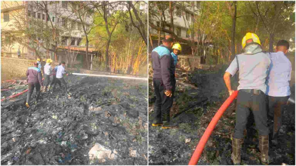 Pune : Fire breaks out in open space near Sinhagad college in Kondhwa Budruk