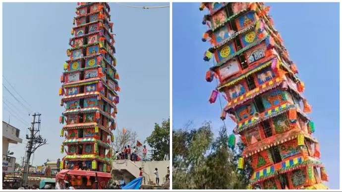 Massive 120-Foot Temple Chariot Collapses at Anekal's Annual Fair in Bengaluru; Devotees Unscathed