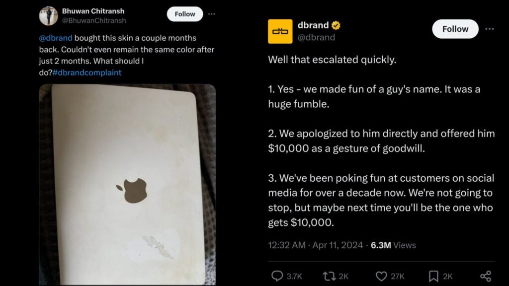 Dbrand Faces Backlash Over Racist Response to Pune Based Customer's Complaint